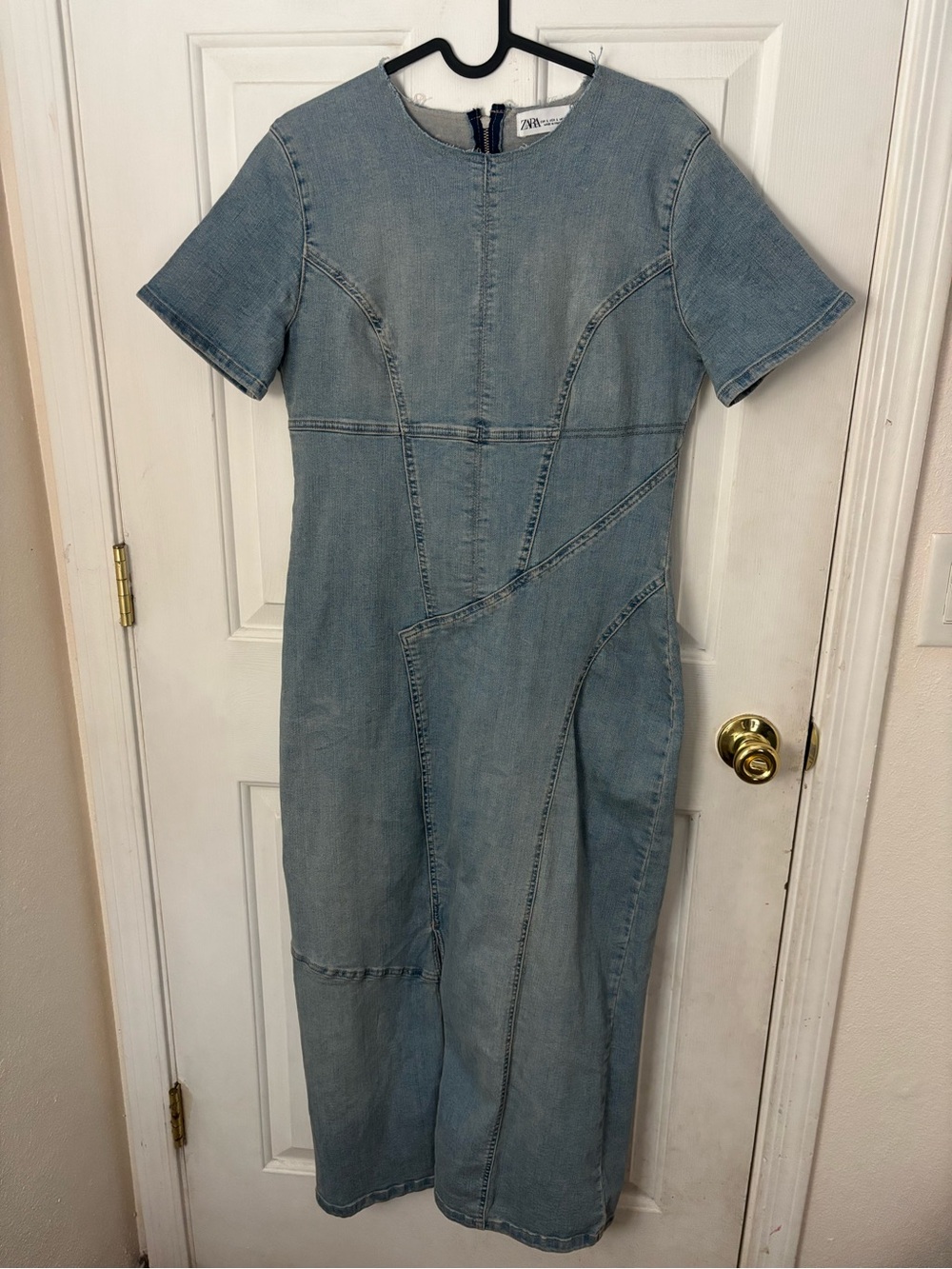 Zara Light Blue Denim Maxi Dress